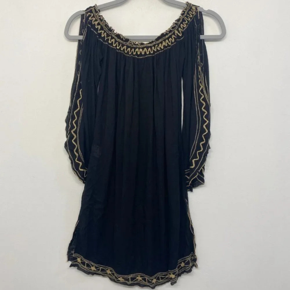 Poupette St Barth Off Shoulder Mini Dress Cover Up S Black‎ - Picture 6 of 15